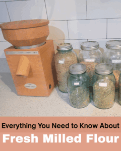 flour mill and jars of wheat berries
